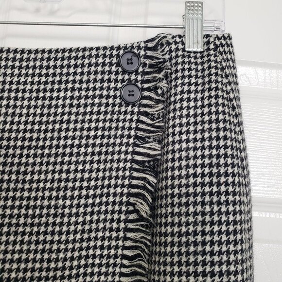 Talbots Faux Wrap Midi Skirt 100% Wool Houndstooth Lined Classic Womens Size 12 - Picture 2 of 9